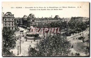 Old Postcard Set of Paris Place de la Republique and L & # 39Hotel Modern Pan...