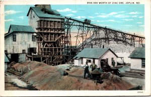 Vintage Postcard MO Joplin $100.000 Worth of Zinc Ore Miners Old Car 1934 S82