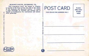 Murphy's Hotel & Annexes Richmond Virginia 1930s postcard