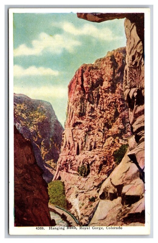 Hanging Rocks in Royal Gorge Colorado CO UNP WB Postcard W22