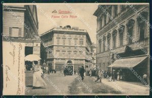 Genova Piazza Carlo Felice Tram cartolina XB3534