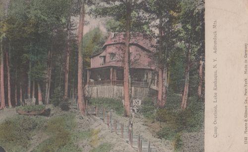 Camp Overlook Lake Kushaqua Adirondack Mountains New York Old Postcard