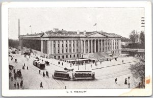 United States Treasury Building Broadway & Streets Landmark Antique Postcard