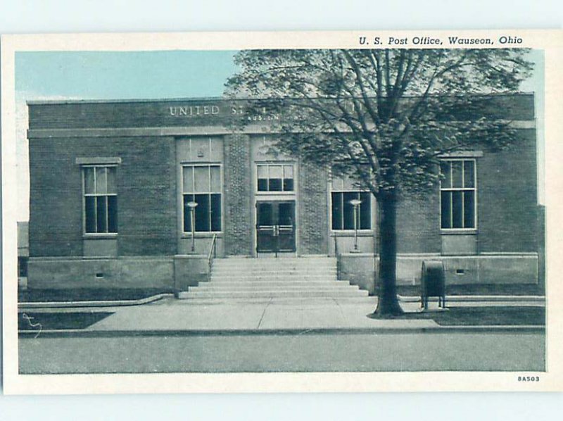 Pre-chrome POST OFFICE SCENE Wauseon - Near Toledo Ohio OH AF1220