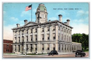 Post Office Building Port Huron Michigan MI UNP Linen Postcard E19