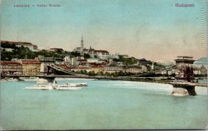 Vtg Budapest Hungary Lancz-hid Ketten Brucke Bridge 1910s Postcard