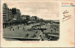 England Brighton The Beach From The Pier Vintage Postcard C124