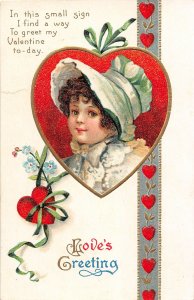 G30/ Valentine's Day Love Holiday Postcard c1910 Pretty Girl Heart 14