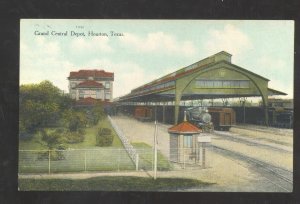 HOUSTON TEXAS GRAND CENTRAL RAILROAD DEPOT TRAIN STATION VINTAGE POSTCARD