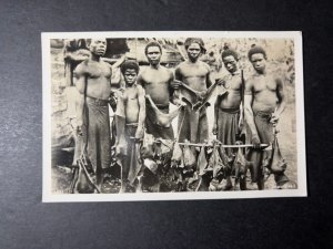 Mint New Guinea RPPC Postcard Postal Stationery Port Moresby Natives Flying Dogs