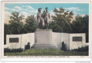 Statue of Tom Sawyer and Huck Finn at foot of Cardiff Hill, HANNIBAL, Missour...