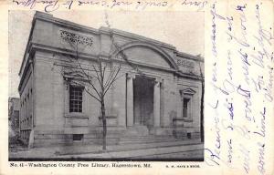 Hagerstown Maryland Washington Free Library Antique Postcard K38684