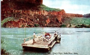 1909 Glenn's Ferry Old Auto Ferry Snake River ID Postcard