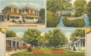 Postcard Maryland Baltimore Del Haven Hotel Cottages 1940s Dexter 23-617