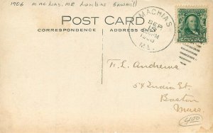 1905 Machias Maine Lumber Sawmill occupation RPPC Postcard 25-1795