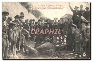 Old Postcard Greves Limoges April 15, 1905 Old road Barricade d & # 39Aixe Ma...