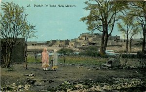 Postcard c-1910 New Mexico Pueblo De Taos Street Scene Teich NM24-1699