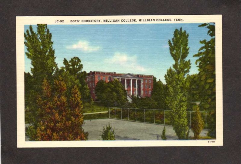 TN Men's Dorm Dormitory Milligan College Tennessee Linen Postcard  Johnson City