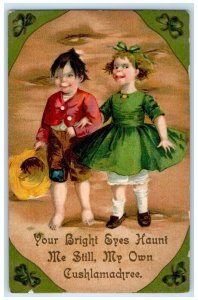 1914 St. Patrick's Day Shamrock Children Embossed South Bend Indiana IN Postcard