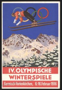 Germany 1936 Berlin Olympics Ski Jump Winterspiele Postcard USED G106333