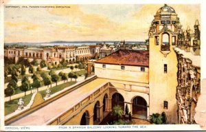 California San Diego 1914 Panama-Pacific Expo View From A Spanish Balcony Loo...