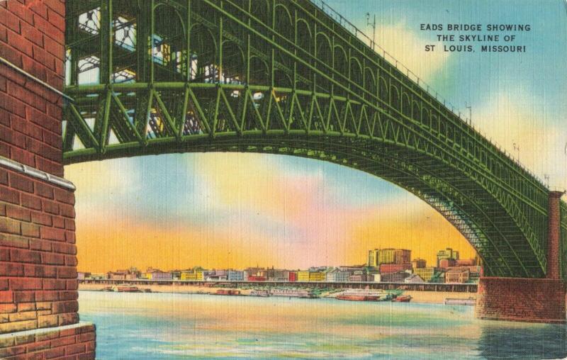 Postcard St Louis EADs bridge and Skyline Missouri Unposted