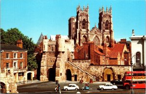 Historic Bootham Bar Minster Building Streetview York England Chrome Postcard 