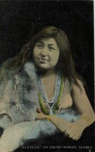 alaska, Native Nude Eskimo Woman Kla-Claa, Nose Piercing Necklace Jewelry 1930s