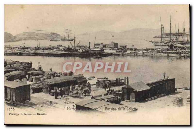 Old Postcard Marseilles Joliette Basins Entree