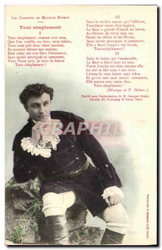 Old Postcard Fancy Man Songs of Maurice Boukat