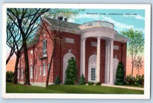 Janesville Wisconsin WI Postcard Women Club Building Exterior View 1920 Vintage