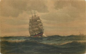 Sailing vessel photo gravure early postcard