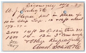 1887 Amos. Schott & Co. Sigourney Iowa IA Clinton IA Antique Postal Card