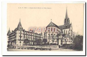 Pau Old Postcard L & # 39eglise Saint Martin and hotel Gassion