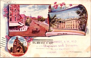 USA Washington DC Pennsylvania Avenue White House Litho Postcard 09.62