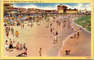 Ocean City Beach New Jersey Pier Ocean Boardwalk Scenic Vacation Linen Postcard 