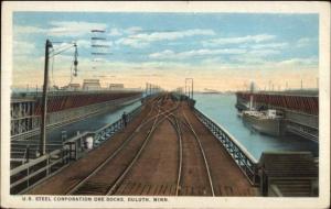 Duluth MN US Steel Corp Ore Docks c1920 Postcard