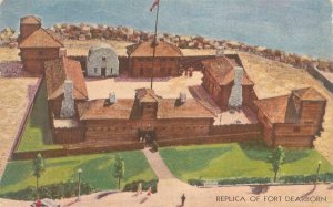 1933 Chicago Expo Replica of Fort Dearborn Postcard  American Colortype