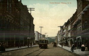Ithaca NY State St. Trolley c1910 Postcard