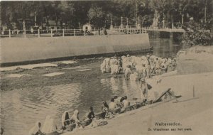 PC CPA WELTEVREDEN, WASCHMAN AAN HET WERK, INDONESIA, VINTAGE POSTCARD (b7246)