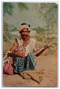 1964 Snake Charmer Man Putting Snake in His Neck Pakistan Air Mail Postcard