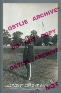 Iowa City IA RPPC 1910 Camp Logan I.N.G. National Guard Camp WOMAN IN UNIFORM