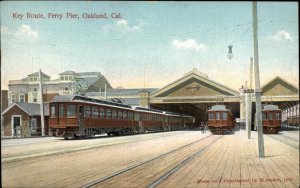 Oakland CA Key Route Ferry Pier Train Cars c1910 Postcard 