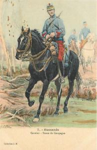 C-1910 Huzzards Cavalier Military Soldier Postcard 11843