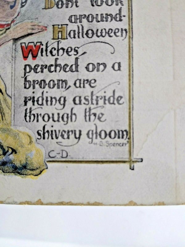 Halloween Postcard Gothic Witch Fantasy Cat  H B Spencer Artist CD Clen Denning 