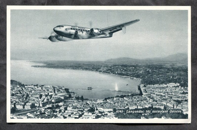 5242 - SWITZERLAND 1950s Air France Airplane over Geneve