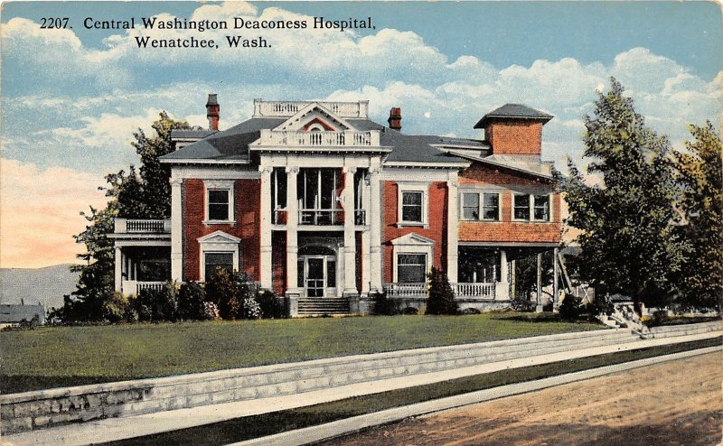 G33/ Wenatchee Washington Postcard c1910 Central Wash. Deaconess Hospital 