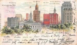 NEWSPAPER ROW NEW YORK CITY NEWARK TO FLEMSBURG GERMANY POSTCARD 1899