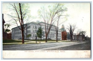 1913 High School State Street Building Springfield Massachusetts MA Postcard