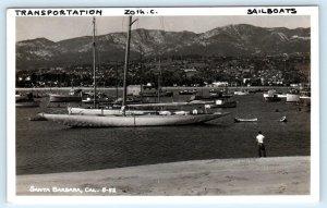 RPPC SANTA BARBARA, California CA ~ SAILBOATS ca 1930s Real Photo Postcard